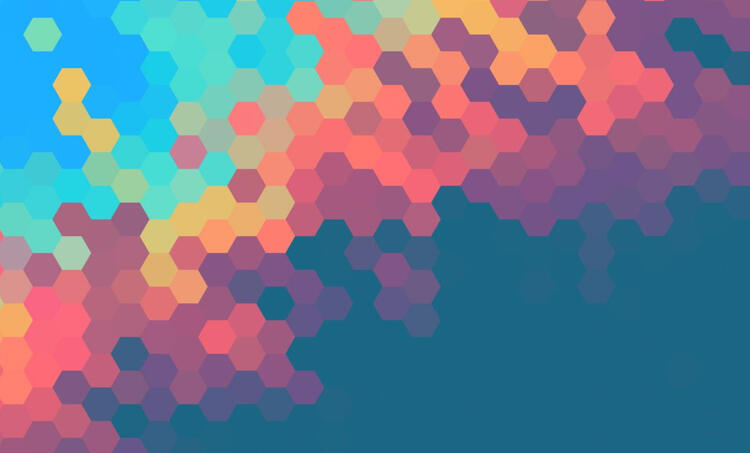 An image made of multicoloured hexagons